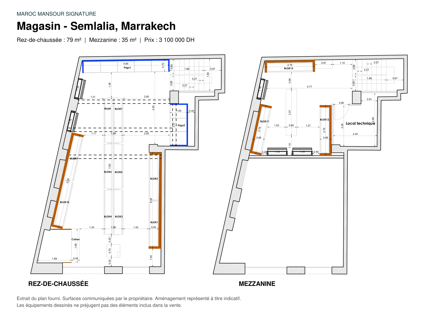 Plan du rez-de-chaussée et de la mezzanine