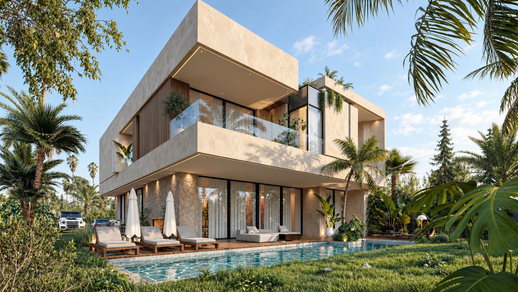 Facade and pool